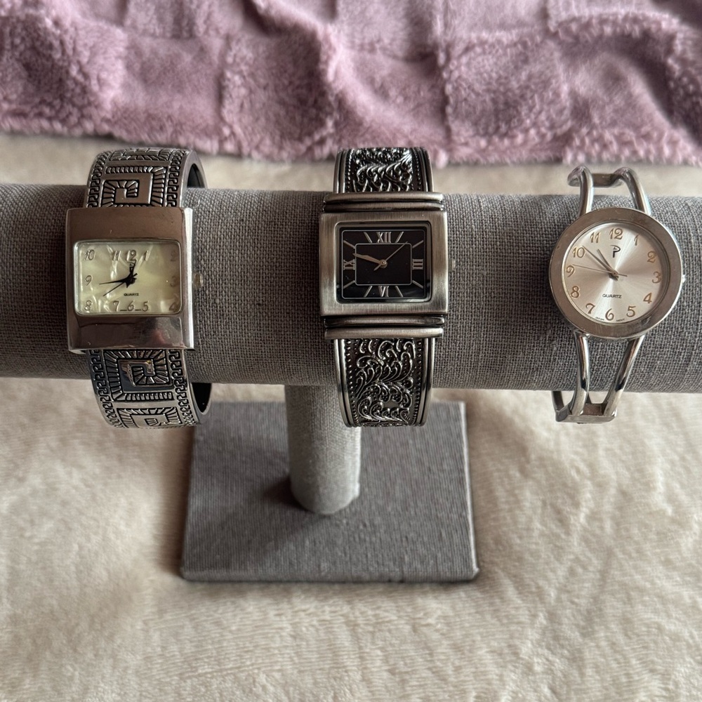 Set of Three Silver Tone Bracelet Watches
